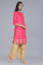 Hot Pink kurta with Floral Gold Foil Print