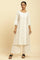 Off White Thread Embroidered And Side Stripe Kurta And Pants Set