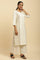 Off White Thread Embroidered And Side Stripe Kurta And Pants Set