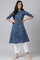 Blue & White Reversible Cotton Dobby kurta