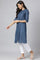 Blue & White Reversible Cotton Dobby kurta
