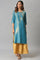 Blue Asymmetrical LIVA kurta with Zari Embroidery