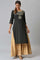 Black Classic Gold Zari Yarn-Dyed kurta