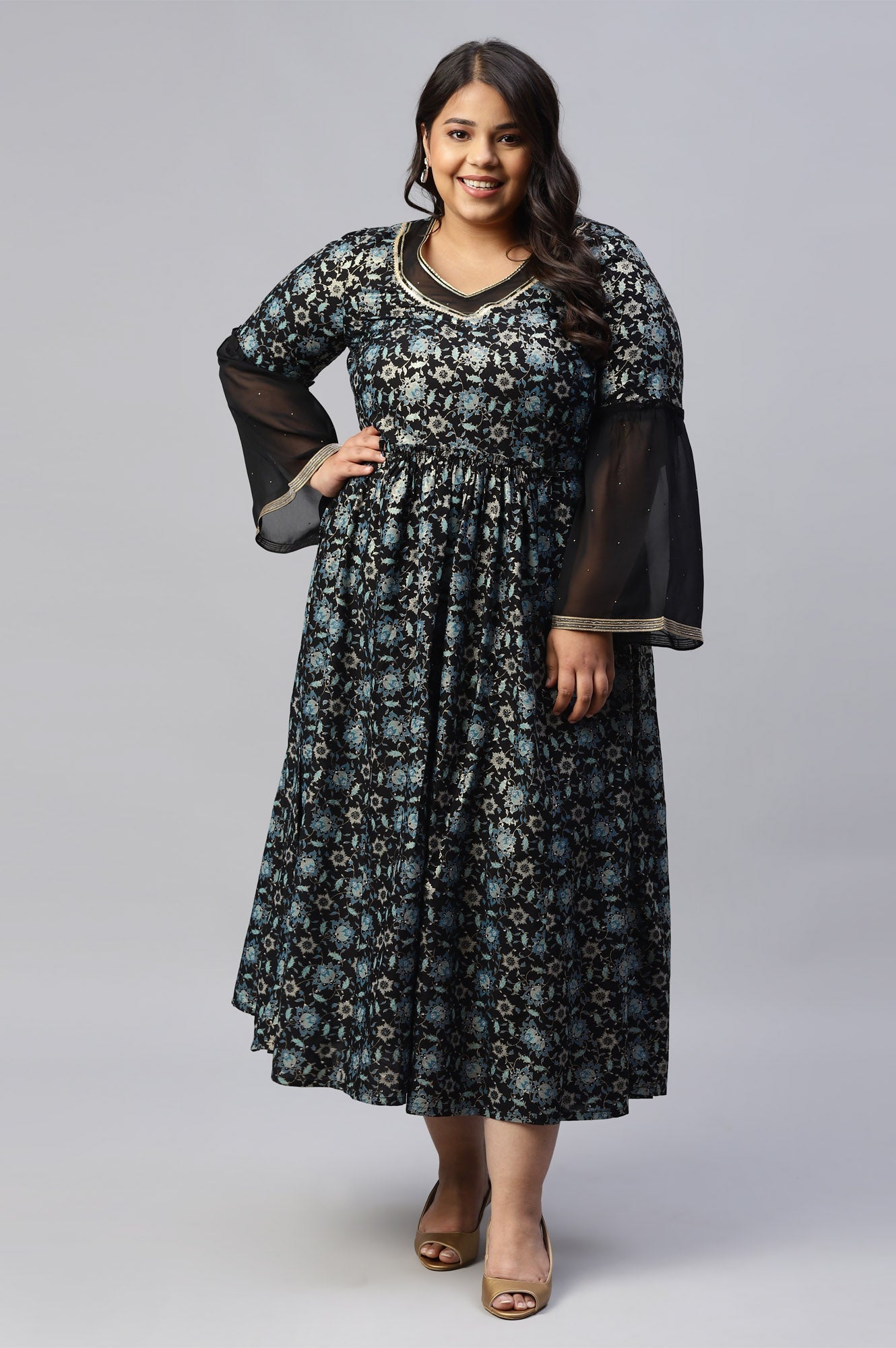 Black Contemporary Plus Size Festive Liva Dress