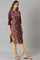 Brown Floral Printed Sequined Ethnic kurta