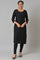 Black Rayon Kurta With Lace Detail