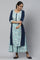 Blue Ethnic Rayon kurta and Flared Culottes Set