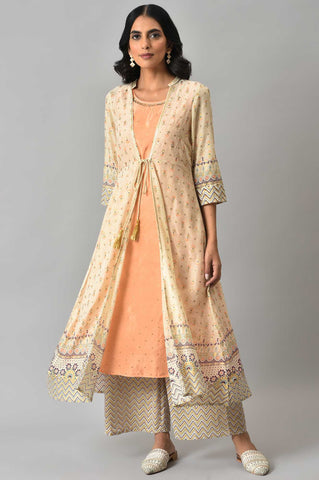 Pastel Green Lace Embellished Flared Kurta, Cotton Churidar and