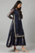 Navy Blue Organza Layered Dress