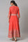 Tomato Red Festive Mughal Gown