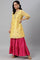 Yellow Chanderi kurta With Tiered Sharara And Dupatta