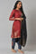 Red Embroidered kurta With Blue Salwar Pants And Dupatta