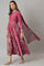 Purple French Crepe Long Dress With Dupatta