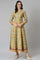 Olive Green Flared Anarkali Printed kurta