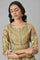 Olive Green Flared Anarkali Printed kurta