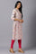 Ecru A-Line kurta With Multi-Coloured Floral Print