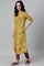 Mustard Rayon Printed Button Down kurta