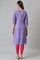 Purple Glitter Print kurta With Embroidery