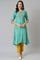 Marine Green Embroidered and Mirror work Kurta