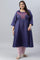 Plus Size Navy Blue Circular kurta With Seqiuns