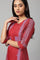 Red Placement Print Embellished kurta