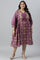 Plus Size Purple Festive Gathered Dress With Sequin