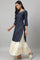 Navy Blue Festive Kurta with Embroidered Neck