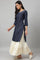 Navy Blue Festive kurta With Embroidered Neck