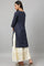 Navy Blue Festive kurta With Embroidered Neck