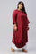 Plus Size Maroon Cowl Hemline kurta With Shell Detail