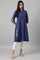 Dark Blue Embroidered kurta With Pleats