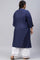 Plus Size Dark Blue Embroidered kurta With Pleats