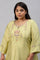 Plus Size Green Embroidered A-Line kurta