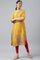 Mustard Glitter Printed Shantung kurta