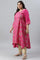 Plus Size Pink Flared Paisley Print kurta