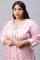 Cameo Pink Floral Printed And Embroidered Plus Size kurta