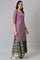 Purple Shantung Mukaish Printed kurta