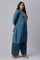 Plus Size Blue Mukaish Placement Print kurta