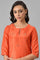 Orange Mukaish Printed kurta