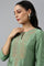 Green Straight kurta With Embroidered Yoke