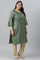 Green Shantung Plus Size kurta With Mukaish Print