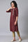 Maroon Gold Glitter Printed kurta