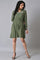 Olive Green Hand Embroidered Short Dress