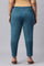 Plus Size Teal Blue Cotton Blend Slim Pants