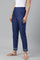 Indigo Blue Cotton Blend Slim Pants