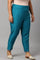 Teal Embroidered Plus Size Slim Pants