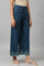 Dark Blue Rayon Printed Parallel Pants