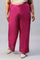 Plus Size Dark Pink Shantung Straight Parallel Pants