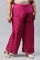 Plus Size Dark Pink Shantung Straight Parallel Pants