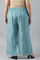 Plus Size Aqua Blue Shantung Straight Parallel Pants